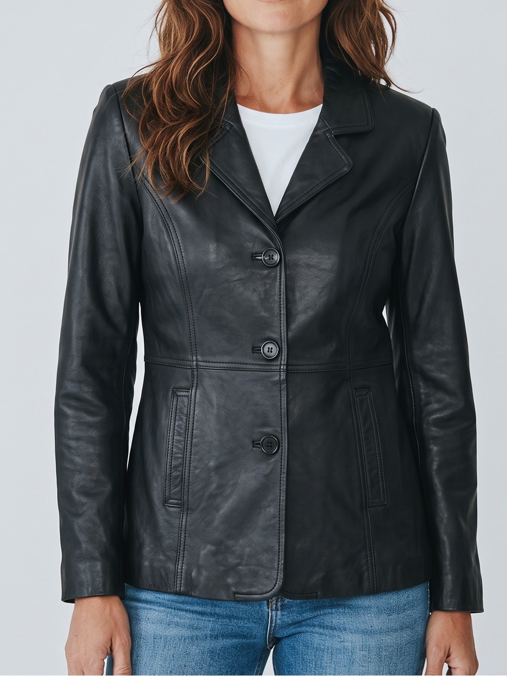 Vintage Michael Lawrence Genuine Leather Blazer Jacket Y2K Minimalist 90’s